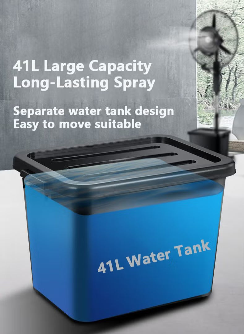 26 Inch Industrial Misting Fan Stand Atomizing Fan Heavy Duty Water Mist Fan 3 Cooling Speeds 41L Tank Water Spray Cooler Fan For Outdoor Indoor Garden Warehouse Factory