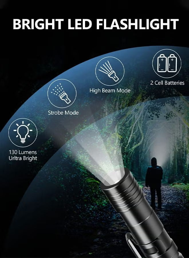 13 IN 1 Tactical Pen Multitool Pen Gear EDC Survival Pen LED Flashlight Multitool Pen Cool Gadgets with Compass, window hammer, flint, screwdriver, whistle, etc