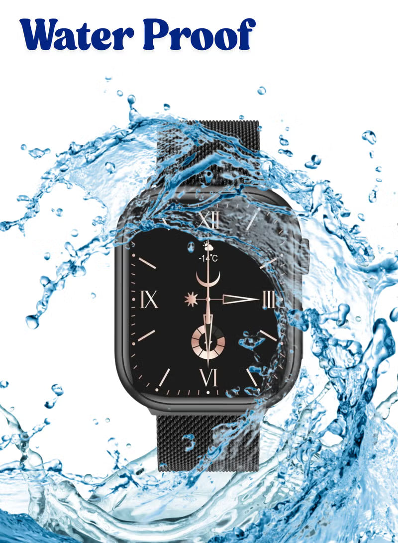 X22 Premium Quality Smart Watch with 3 Straps – Bluetooth Calling, Waterproof Fitness Tracker, Heart Rate Monitor, Business Smartwatch for Men & Women, Vacuum Plating – Black