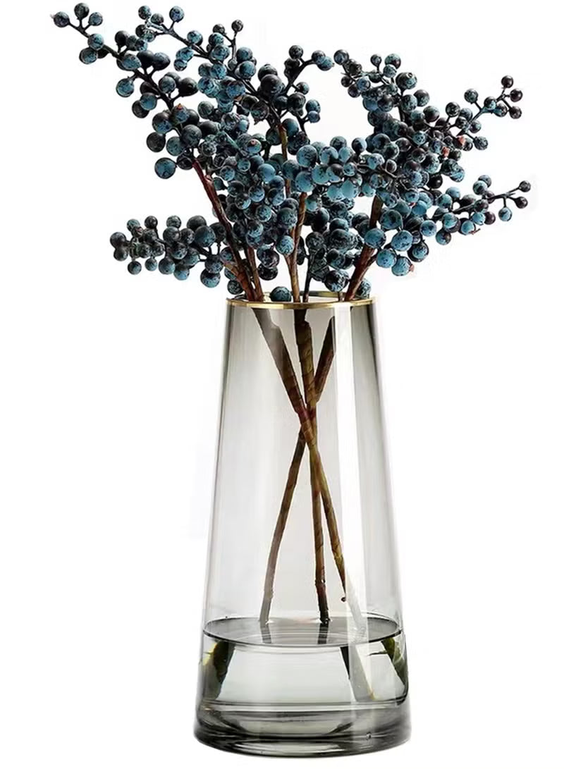 Qiccijoo Clear Glass Vase, Cylinder Flower Vase for Floral Arrangements, Weddings, Home Decor or Office,21.5cm/8.5in Tall,7cm/2.8in Opening(Grey)