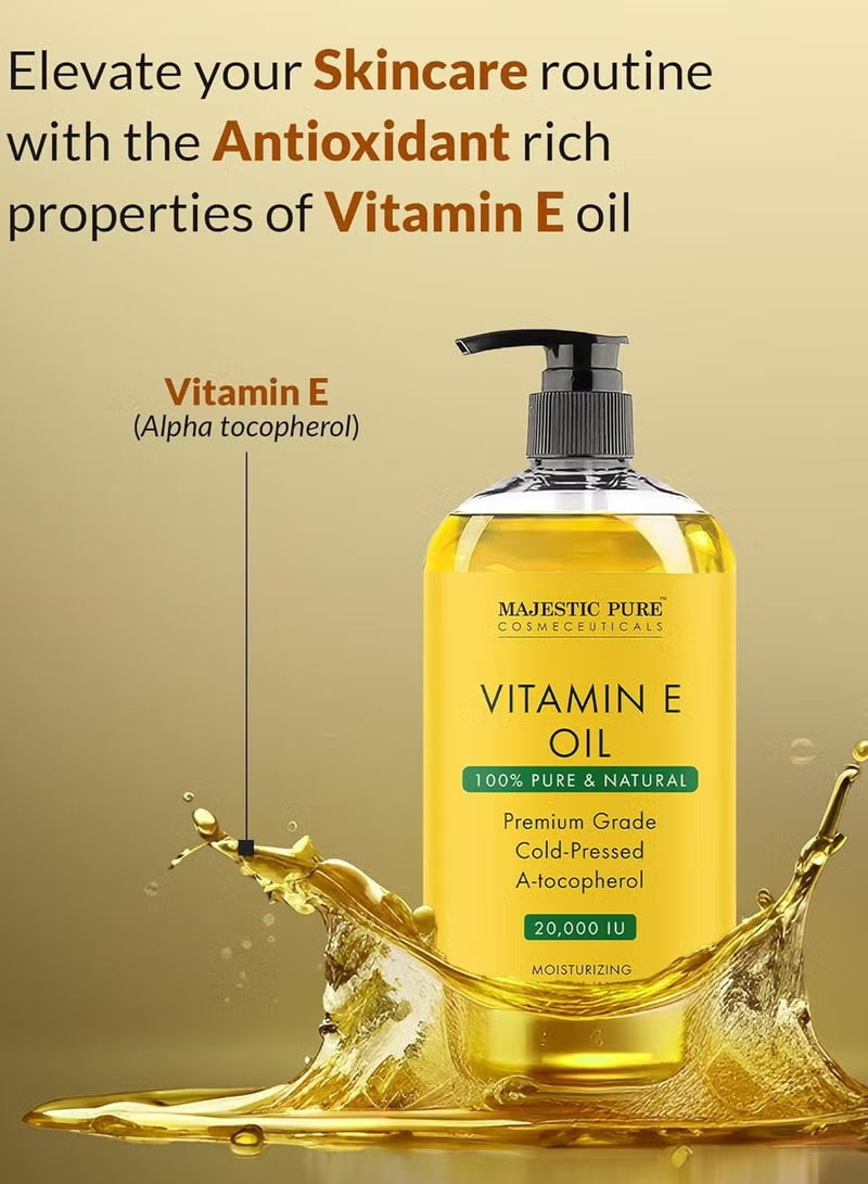 Vitamin E Oil - 236 ml| 100% Pure and Natural Cold Pressed Vitamin E oil for Skin, Scars, Face, Nails, Hair, Scalp | 20,000 IU | Non-GMO Verified | Hair & Body Oil |