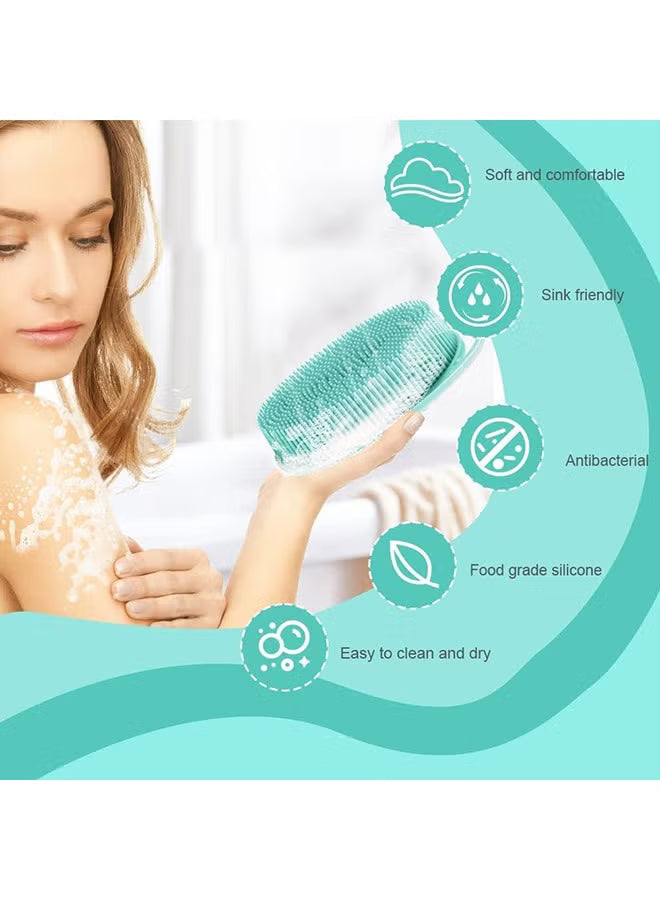 2 Pieces Silicone Body Scrubber, Exfoliating Brush, 2 In 1 Bath And Shampoo Brush, Scalp Massager, Lathers Well, Long Lasting, Easy To Clean,And More Hygienic Than Traditional Loofah