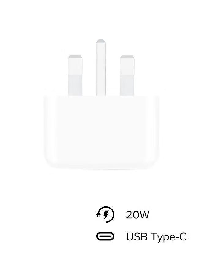 20W USB-C 3-Pin Power Adapter / Original iPhone Charger - White