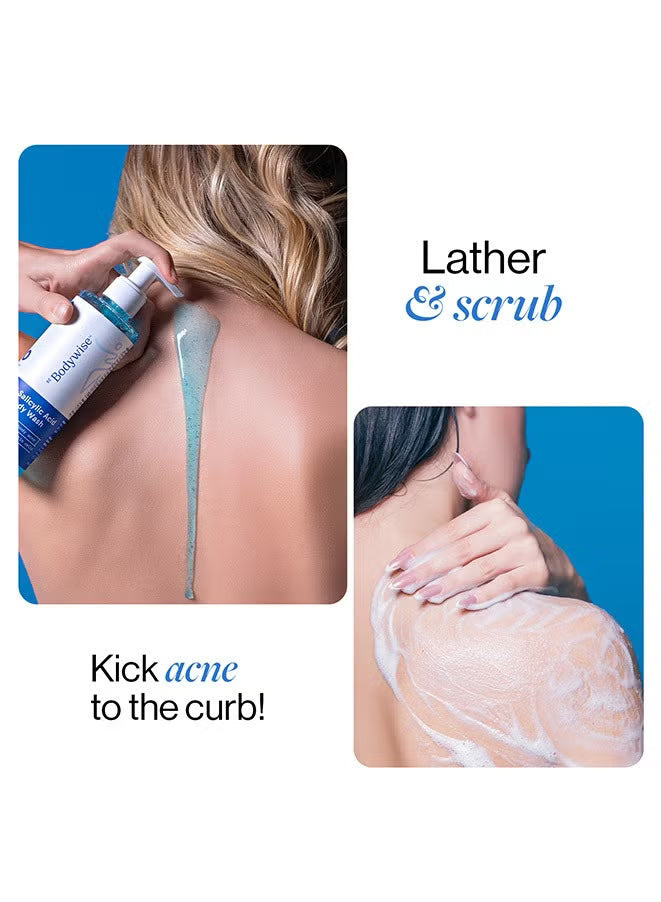 Be Bodywise 1% Salicylic Acid Body Wash Shower Gel | Prevents Body Acne, Bumpy skin, Exfoliates & Deep cleanses skin | Paraben & SLS free | Suitable for all skin types | 250ml