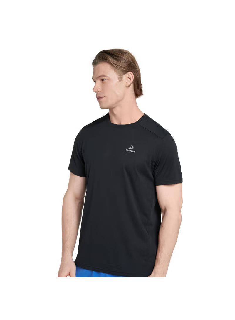 Demix Men’s Training Black T-Shirt – MOVI Wick Moisture-Wicking, Breathable Fabric, Freedom of Movement, Gym & Outdoor Workout Tee
